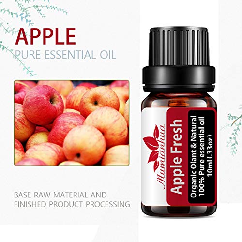 Aceite esencial manzana para difusor,aceite esencial fresco manzana orgánico puro aceite fragancia manzana Mumianhua 10ml aceite esencial afrutado grado terapéutico para velas,jabón,hogar