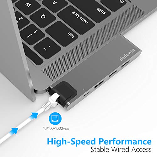 Adaptador Macbook Pro Compatible con Macbook air/Pro M1, Macbook Pro 2020-16, Macbook Air 2020/19/18. 7 en 2 hub usb c: Ethernet, Thunderbolt 3 USB-C, 4K HDMI, 2 * USB 3.0, lector de tarjetas SD / TF