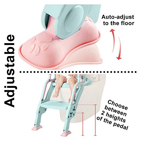 Adaptador WC para Niños con Escalera Antideslizante, Altura Ajustable-Reductor WC/Orinal Plegable para Niños.