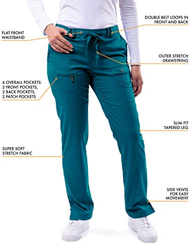 Adar Uniforme médico de Mujer Top Cuello en V Pantalones de Bolsillos múltiples - 4400 - Caribbean Blue - S