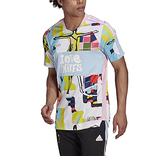 adidas Men's Standard Love Unites Tiro Jersey, True Pink/Blue, Large