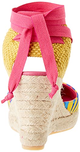 Agatha Ruiz de la Prada Agatha 120 Sandalia Cuña Mujer Azul Flores Multicolor Talla 38 EU