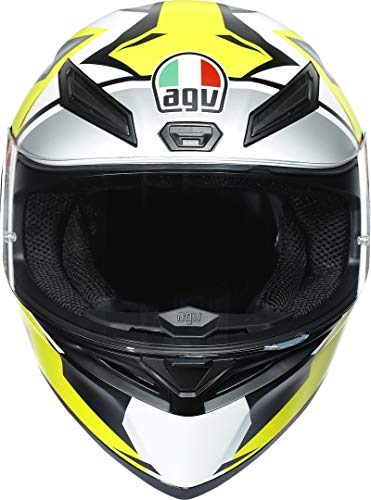 AGV K1 E2205 Replica Casco para Motocicleta, Unisex Adulto, Negro/Amarillo/Blanco, XL (61)