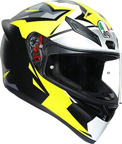 AGV K1 E2205 Replica Casco para Motocicleta, Unisex Adulto, Negro/Amarillo/Blanco, XL (61)