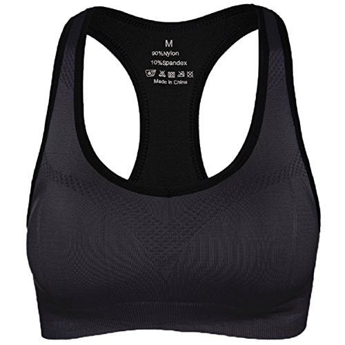 AioTio De Las Mujeres Amortiguador De Soporte De Alto Impacto Seamless Racer Back De Entrenamiento Respirable Sujetador Deportivo(XL,Negro)