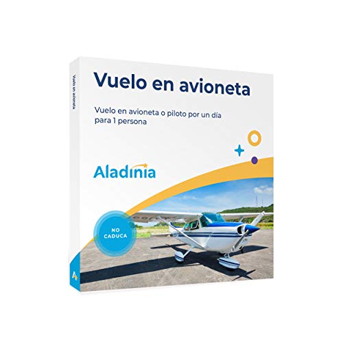 ALADINIA Vuelo en Avioneta. Pack de experiencias Originales para Regalar con más de 20 Zonas de Vuelo a Elegir. Cofre Regalo para Hombres o Mujeres aventureros. Sin caducidad, Cambios ilimitados