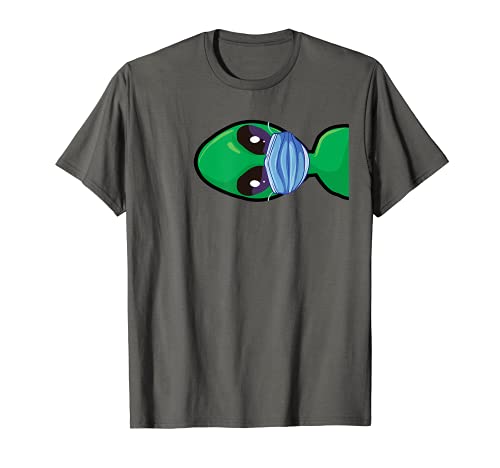 Alien verde con máscara - Cara de Alien Psicodélico - OVNI Camiseta