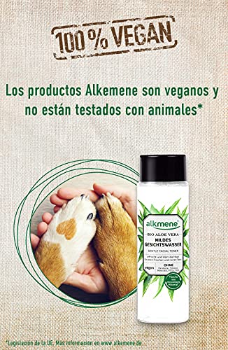 alkmene Agua micelar con aloe vera orgánico - Tónico facial para todo tipo de piel - desmaquillante vegano sin siliconas, parabenos, PEGs, SLS y SLES (1x 200 ml)