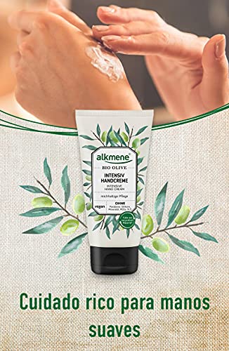 alkmene Crema hidratante de manos con oliva orgánica - crema reparadora de manos - libre de siliconas, parabenos y PEGs, SLS y SLES - cuidado de la piel (6x 75 ml)