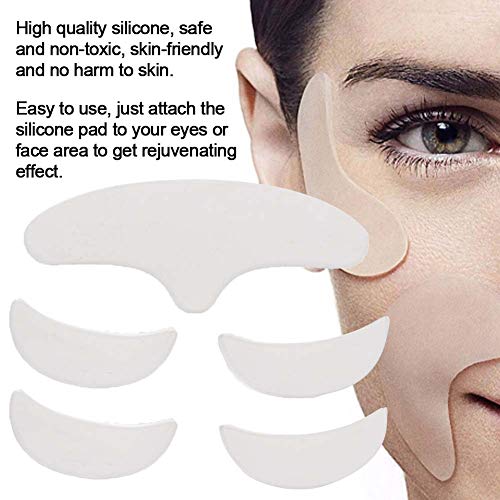 Almohadillas antiarrugas faciales para hombres y mujeres, paquete de 5 mascarillas de estiramiento facial reutilizables, parches de silicona antiarrugas para la frente, ojos, sonrisa, tratamiento de l