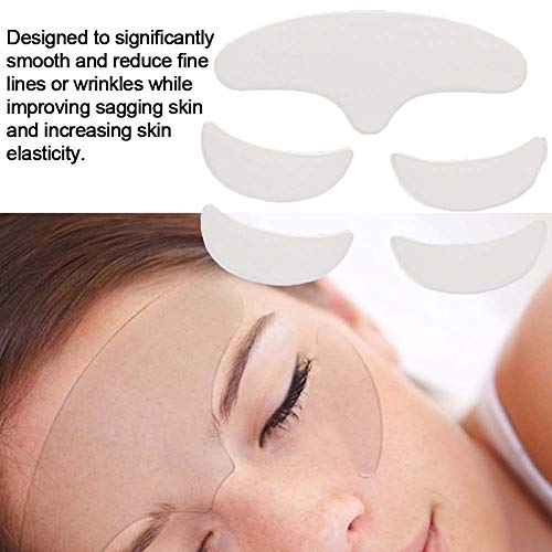 Almohadillas antiarrugas faciales para hombres y mujeres, paquete de 5 mascarillas de estiramiento facial reutilizables, parches de silicona antiarrugas para la frente, ojos, sonrisa, tratamiento de l