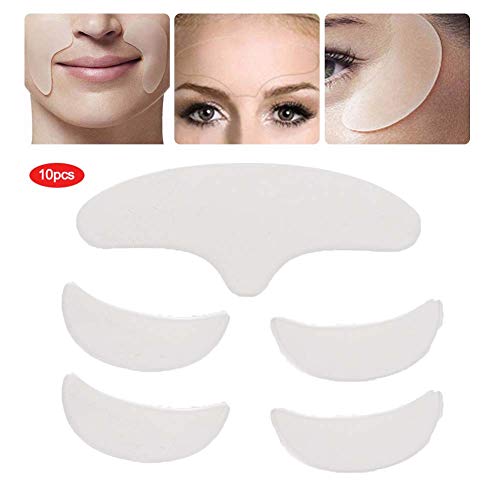 Almohadillas antiarrugas faciales para hombres y mujeres, paquete de 5 mascarillas de estiramiento facial reutilizables, parches de silicona antiarrugas para la frente, ojos, sonrisa, tratamiento de l