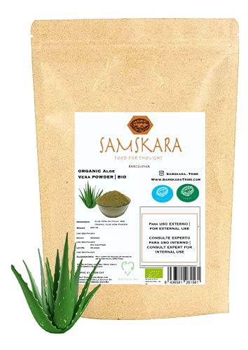 Aloe Vera en Polvo | cultivo Ecológica BIO | Samskara | 250gr | para uso externo | rico en vitamina C (250 gr)