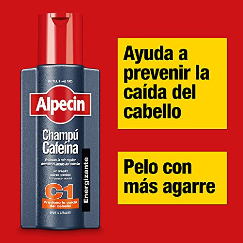 Alpecin Champú Cafeína C1 1x 250 ml | Champu anticaida hombre y con cafeina | Tratamiento para la caida del cabello | Alpecin Shampoo Anti Hair Loss Treatment Men