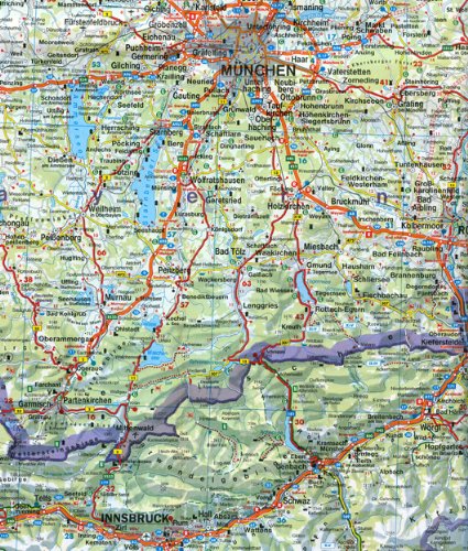 Alpenländer: Österreich, Slowenien, Italien, Schweiz, Frankreich / Alps: Austria, Slovenia, Italy, Switzerland, France- Road map 1:500 000 (Auto karte)