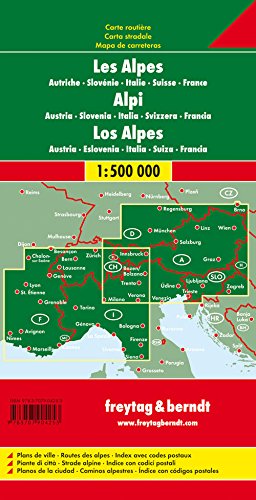 Alpenländer: Österreich, Slowenien, Italien, Schweiz, Frankreich / Alps: Austria, Slovenia, Italy, Switzerland, France- Road map 1:500 000 (Auto karte)