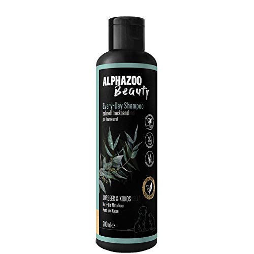 alphazoo Every-Day Champú de cuidado Perro y gato 200 ml, champú para el cuidado del pelaje con coco y laurel, brillo del pelaje, piel vital, orgánico y vegano, pH neutro, champú natural