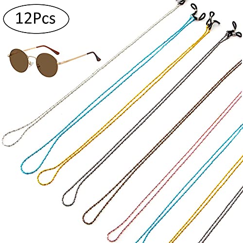 Amasawa Cadena de Gafas(12 Pcs),vidrios de moda multicolor cadena de cadena gafas/gafas cadena/gafas línea/gafas de sol cadena cuello cordón/gafas marco cuello cuerda.