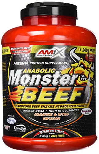 Amix - Monster Beef Protein - Suplemento Alimenticio - Mejora del Rendimiento - Proteína de Suero - Glutamina en Polvo - Nutrición - Proteína de Ternera - Sabor Bayas Silvestres - Bote de 2 Kg