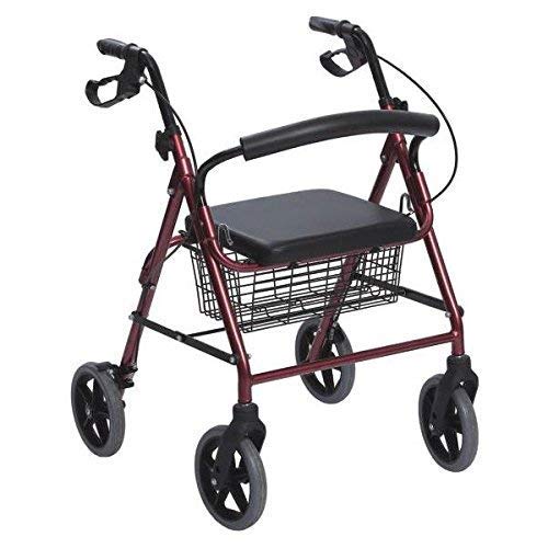 Andador de Aluminio Plegable Rojo 4 Ruedas - Andador Para Ancianos