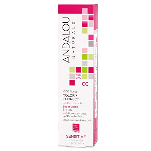 Andalou Naturals 1000 rosas CC Color + Correct Sheer Nude SPF 30, 2 onzas