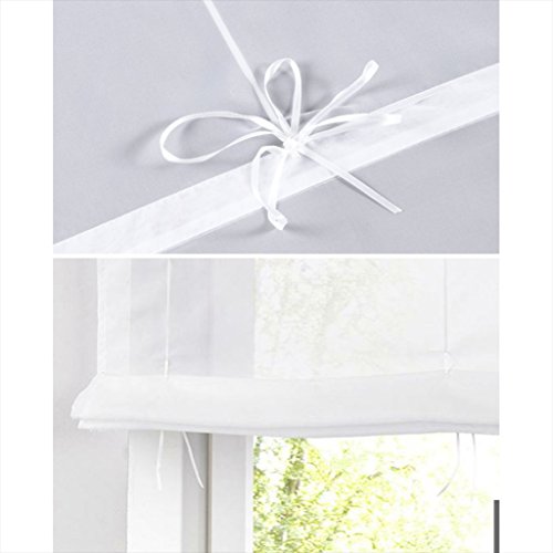 ANGEL BUD 1 Pieza Persiana Romana Cortina - Gradiente Tulle - Visillos Cortina de Gasa para Dormitorio Cuarto de Baño Cocina Balcón, 80x130cm, Blanco