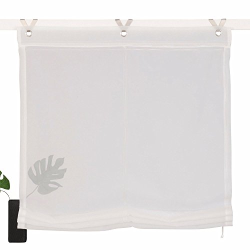 ANGEL BUD 1 Pieza Persiana Romana Cortina - Gradiente Tulle - Visillos Cortina de Gasa para Dormitorio Cuarto de Baño Cocina Balcón, 80x130cm, Blanco