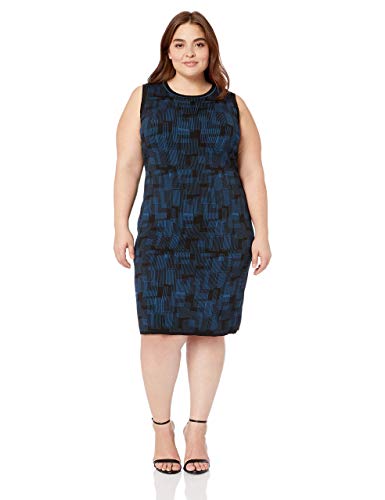 Anne Klein Plus Sweater Tank Dress Vestido, Anne Black/Juniper, 1X Más para Mujer