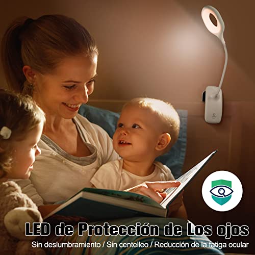 Anpro Luz Lectura, 28 LED Luz de Lectura con Flexo Pinza, Manguera de Ajuste Flexible de 360 ° Luz para Leer Libros en la Cama, Luz de Escritorio con Control táctil [Clase Energética A ++]