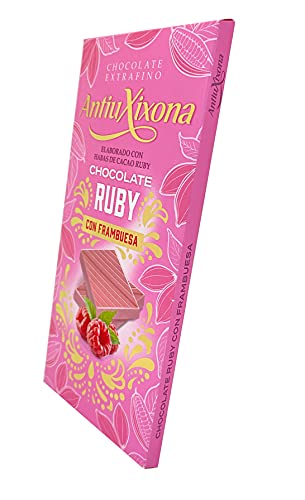 Antiu Xixona Premium - Chocolate Ruby con Frambuesa, 100 Gramos