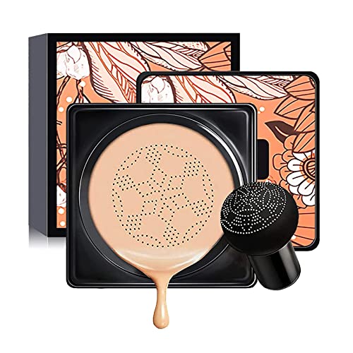 AONAT Mushroom Head Air Cushion Foundation CC Cream corrector base duradera hidratación brillo color Reparación maquillaje base, BB crema hidratante impermeable base líquida, Tono de piel natural