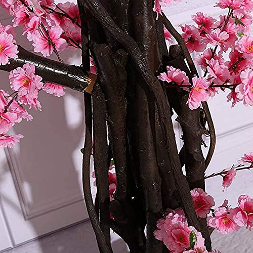 Árboles de Flor de Melocotón Artificial Árbol de Flor de Cerezo Artificial, Flor de Seda Flor de Sakura Falsa Interior Exterior Oficina,1.5×1m