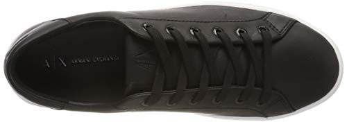 Armani Exchange Cow Leather Lace Up Sneaker, Zapatillas Mujer, Negro (Black + White A120), 36 EU