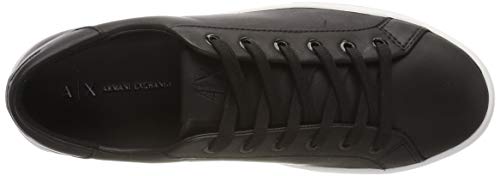 Armani Exchange Cow Leather Lace Up Sneaker, Zapatillas Mujer, Negro (Black + White A120), 38 EU