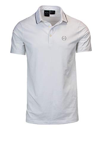 Armani Exchange Double Stripe Polo, Blanco (White 1100), Large para Hombre