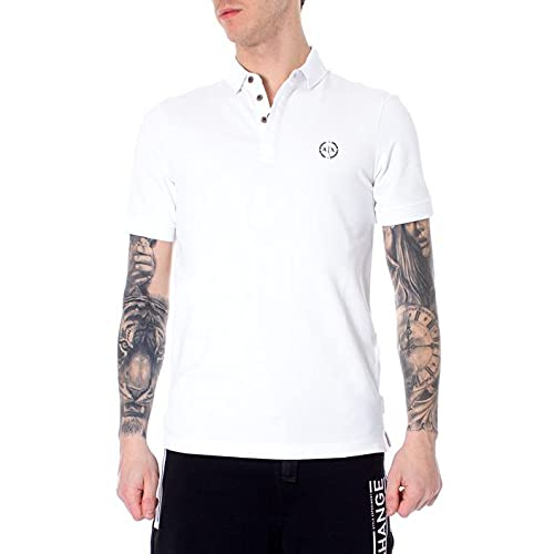 Armani Exchange Double Stripe Polo, Blanco (White 1100), Large para Hombre