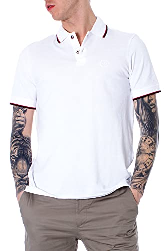 Armani Exchange Double Stripe Polo, Blanco (White 1100), Large para Hombre