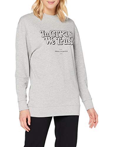 Armani Exchange In Girls We Trust Sweat Sudadera, Htr Grey, XL para Mujer