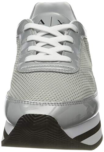 Armani Exchange Platform Sneakers, Zapatillas, Plateado (Silver 00077), 35 EU