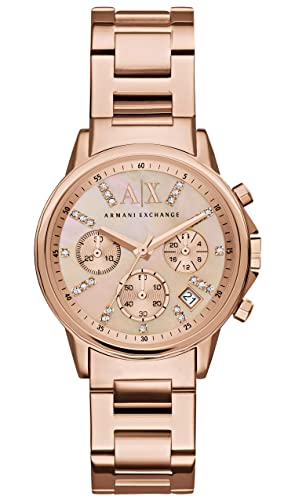 Armani Exchange Reloj para Dama con Cronógrafo de Acero Inoxidable Armani Exchange, Tamaño de Caja de 36 mm, Oro Rosa