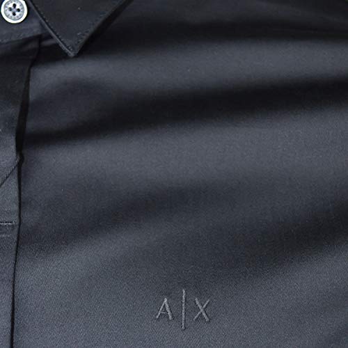 Armani Exchange Smart Stretch Satin Camisa, Negro (Black 1200), 42 (Talla del Fabricante: Medium) para Hombre