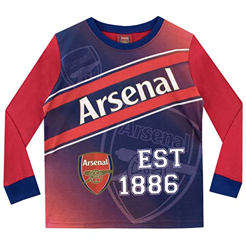 Arsenal FC Football Club Pyjamas, llamativo conjunto de pijamas con el icónico logo del Arsenal en la parte superior y el lema "EST 1886" para niños 9-10 años Multicolor