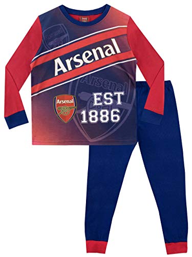 Arsenal FC Football Club Pyjamas, llamativo conjunto de pijamas con el icónico logo del Arsenal en la parte superior y el lema "EST 1886" para niños 9-10 años Multicolor
