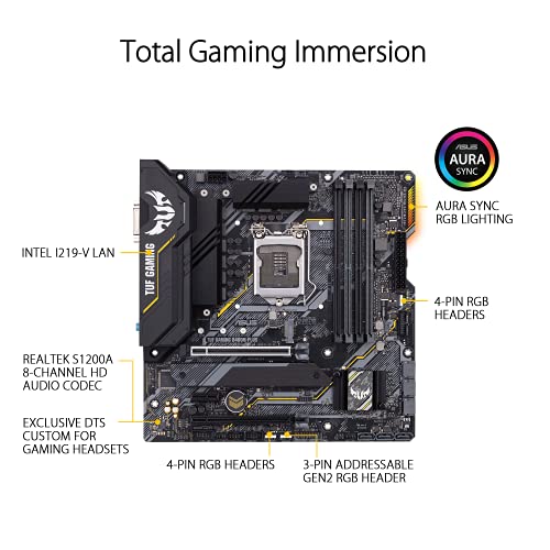 ASUS TUF Gaming B460M-PLUS - Placa Base Gaming mATX Intel de 10a Gen LGA 1200 con VRM de 8 Fases, Dual M.2, DDR4, LAN 1Gb, HDMI, DP, DVI, USB 3.2 Gen 2 e iluminación RGB Aura Sync