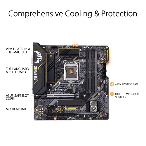 ASUS TUF Gaming B460M-PLUS - Placa Base Gaming mATX Intel de 10a Gen LGA 1200 con VRM de 8 Fases, Dual M.2, DDR4, LAN 1Gb, HDMI, DP, DVI, USB 3.2 Gen 2 e iluminación RGB Aura Sync