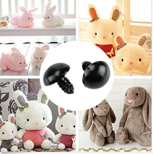 AUNMAS 100pcs 6/9/10 / 12MM Black Doll Safety Eyes Plastic W/Washer para Teddy Bear Felting Toys(4#)
