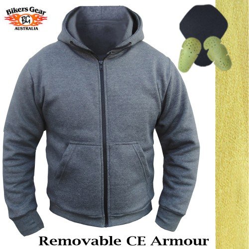 Australian Bikers Gear Sudadera con capucha The CrossFire en color GRIS con Capucha y reforzada con Kevlar TALLA XL