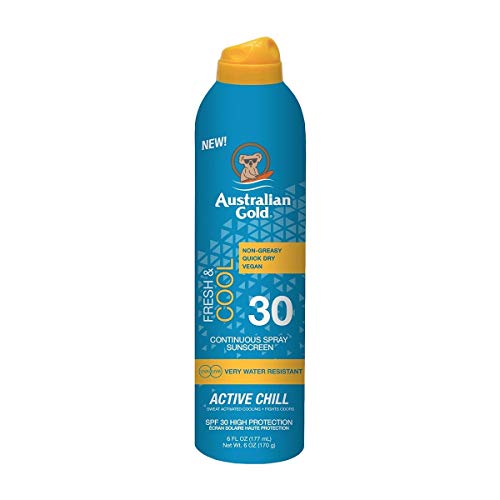 Australian Gold Active Chill Fresh&cool Spray Protector Spf30 Ml Vaporizador Unisex Adulto, Único, Negro, 177 Mililitro