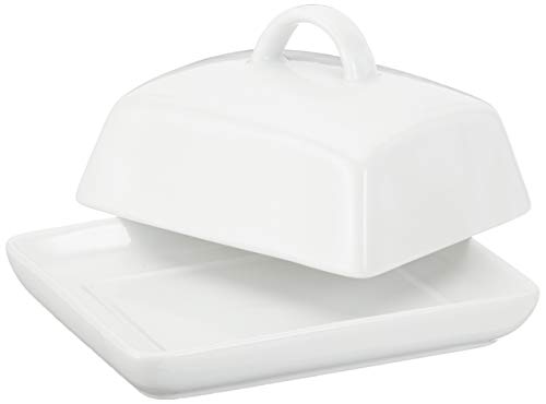 axentia 811175 Recipiente para conservar Mantequilla, Porcelana, Blanco, 16 x 13 x 8 cm