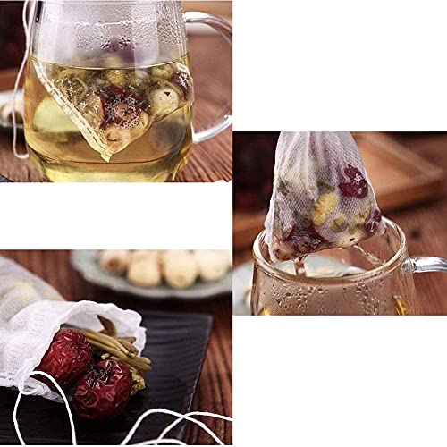 AYEUPZ 200 bolsas de té desechables con cordón, bolsas de té vacías para té, frutas, flores de té, especias y hierbas en polvo, 5 x 7 cm